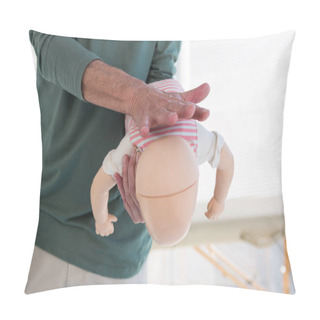 Personality  Paramedic Demonstrating Resuscitation On Infant Dummy Pillow Covers