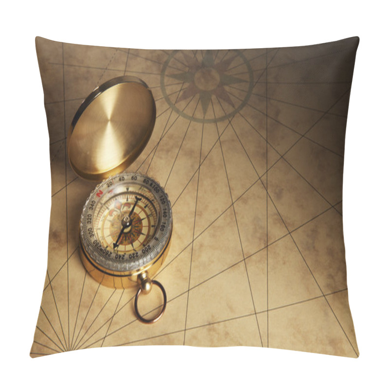 Personality  Compass on the old paper background pillow covers