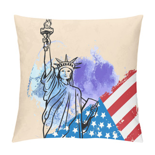 Personality  Statue Of Liberty. New York Landmark. American Symbol. Vector Silhouette Pillow Covers