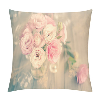 Personality  Gentle Vintage Bouquet Of Beautiful Pink Flowers Pillow Covers