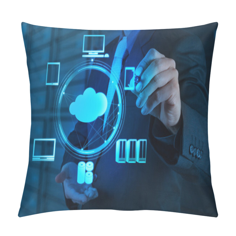 Personality  Businessman working with a Cloud Computing diagram on the new pillow covers