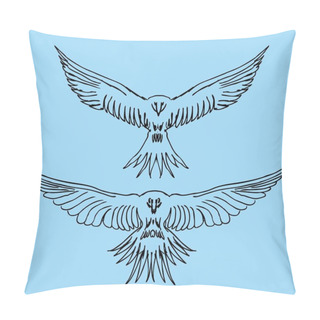 Personality  Tattoo Tribal Birds Vector Art Pillow Covers