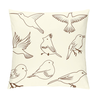 Personality  Set Of Differnet Sketch Bird Pillow Covers