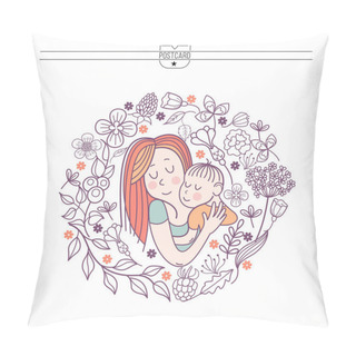 Personality  A Mother With A Baby. Vector Illustration Pillow Covers