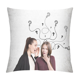 Personality  Two Girls Having A Conversation Near Concrete Wall Pillow Covers
