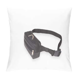 Personality   Small Black Belt Bag Side View On Isolated White Background. Black Small Shoulder Bag. Pillow Covers
