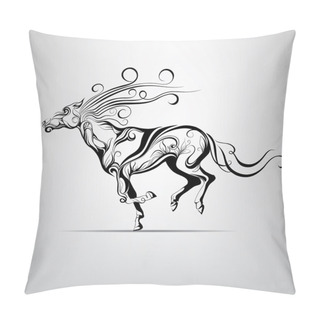 Personality  Silhouette Of A Running Horse Pillow Covers
