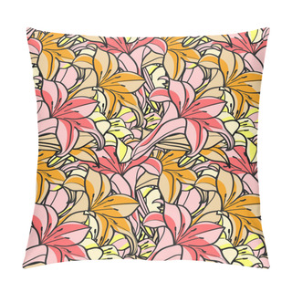 Personality  Seamless Spring Background With Lily Flowers Pillow Covers