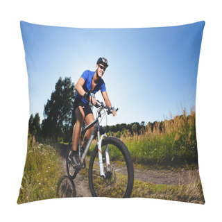Personality  Cyclist Riding Mountain Bike Pillow Covers