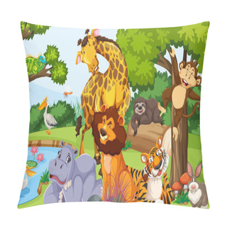 Personality  Wild Animals In The Jungle Illustration Pillow Covers
