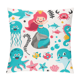 Personality  Set Of Cartoon Sea Elements Pillow Covers