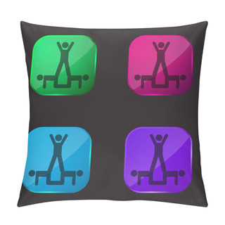Personality  Acrobatics Acrobats Group Silhouette Four Color Glass Button Icon Pillow Covers