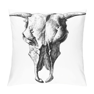 Personality  Illustration With Cow Skull. Pillow Covers
