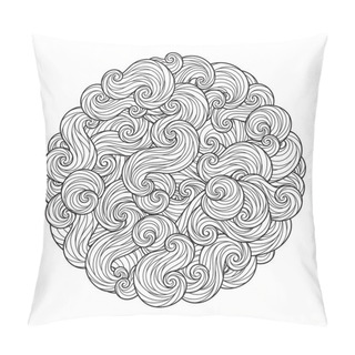 Personality  Abstract Round Sea Wave Mandala With Curls Pillow Covers