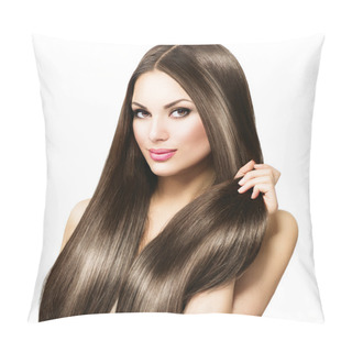 Personality  Woman Touching Her  Straight Hair Pillow Covers