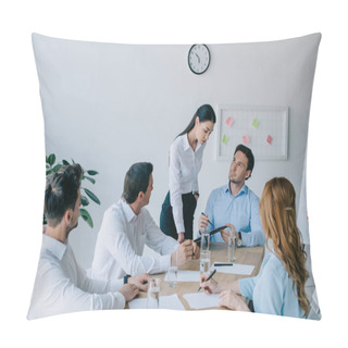Personality  Group Of Business Coworkers Having Business Training At Workplace In Office Pillow Covers