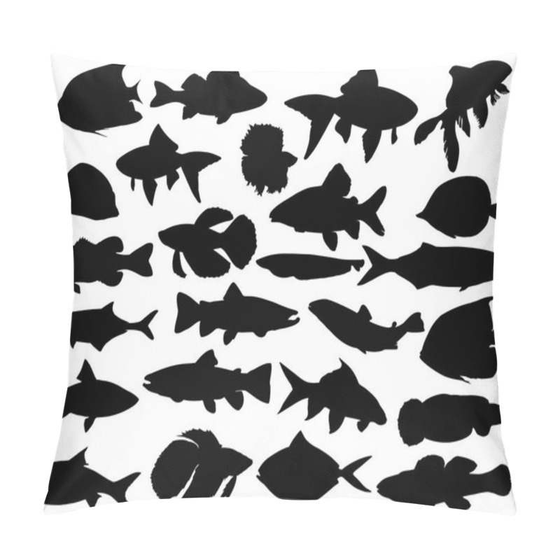 Personality  Set Of Fish Silhouette Vector Art Pillow Covers