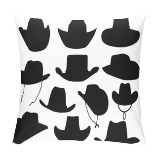 Personality  Set Of Cowboy Hats Silhouette Vector Art Pillow Covers