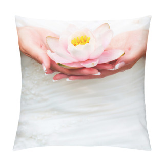 Personality  Water Lily In Flower In Hands Pillow Covers