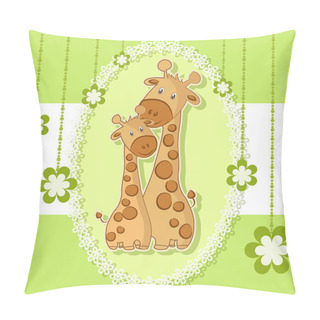 Personality  A Beautiful Card With Two Giraffes Pillow Covers