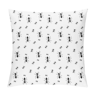 Personality  Ant Seamless Pattern. Black And White Vector Seamless Pattern With Ants. Animal Background Pillow Covers