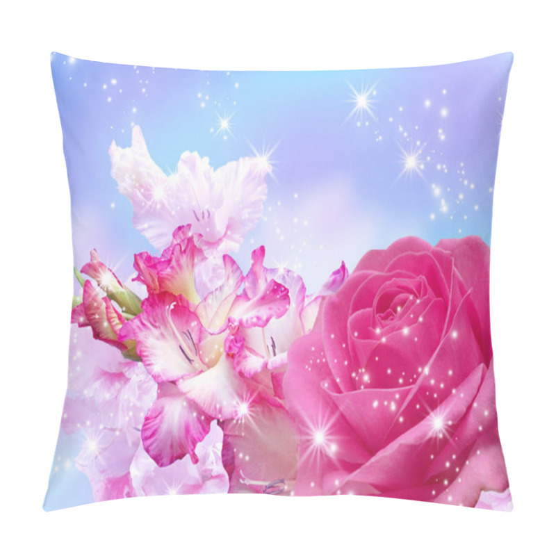 Personality  Rose and gladiolus blossom pillow covers