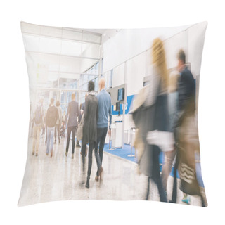 Personality  Blurred People Rushing At A Trade Fair Hall Pillow Covers