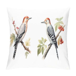 Personality  Woodpecker Clipart, Isolated Vector Illustration. Pillow Covers
