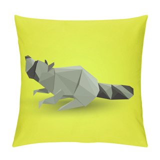 Personality  Vector Illustration Of Origami Raccoon. Pillow Covers