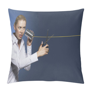 Personality  Woman Cutting Line On Tin Can String Phone Pillow Covers