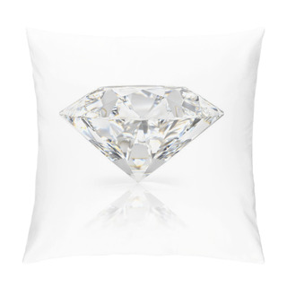 Personality  A Beautiful Sparkling Diamond On A Light Reflective Surface. 3d Image. Isolated White Background. Pillow Covers