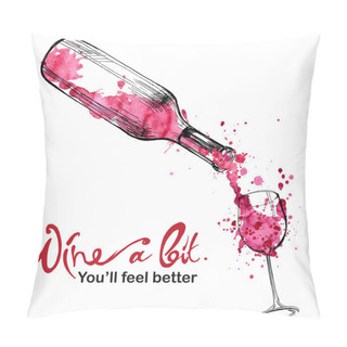 Personality  Wine Illustration - Sketch And Art Style Pillow Covers