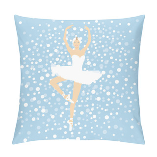 Personality  Beautiful Ballerina In A White Dress On A Blue Background Pillow Covers