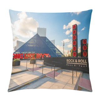 Personality  CLEVELAND, OH - NOVEMBER 4: The Rock And Roll Hall Of Fame And Museum In Downtown Cleveland Ohio USA On November 4, 2016 Pillow Covers