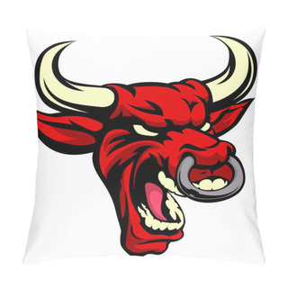 Personality  Bull Red Mean Animal Mascot Pillow Covers