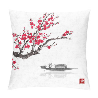 Personality  Oriental Sakura Cherry Tree In Blossom Pillow Covers