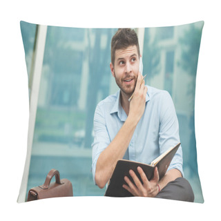 Personality  Businessman Making A Telephone Call Pillow Covers
