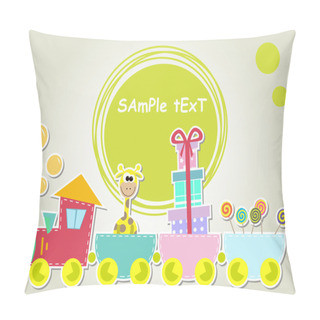 Personality  Children Train Illustration With Giraffe And Gift Pillow Covers