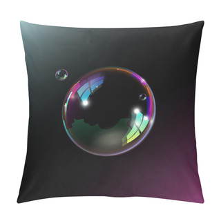 Personality  Soap Bubbles On Black Background. Vector Illustration. Pillow Covers
