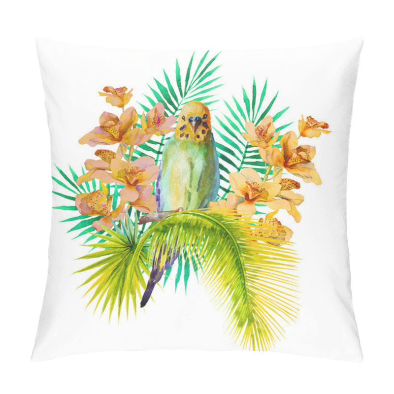 Personality  Watercolor Picture Of Budgie On White Background Pillow Covers