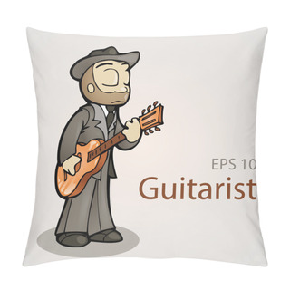 Personality  Cartoon Guitarist. Vector Illustration. Pillow Covers