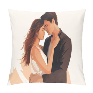 Personality  Romantic Couple Isolated Vector Style Illustration Pillow Covers
