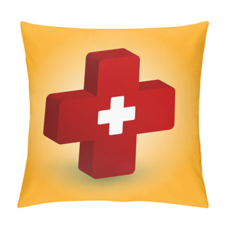 Personality  Medical Symbol. White Cross In Red Cross. Vector Illustration Pillow Covers
