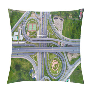 Personality  Aerial View Transport Junction Road With Satadium Green Park Pillow Covers