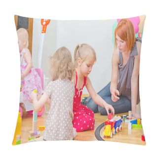 Personality  Kids Playing In Kindergarten. Pillow Covers