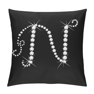 Personality  N Letter With Diamonds Bling Stars Pillow Covers