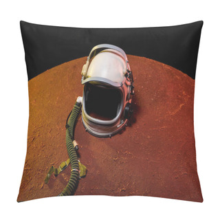 Personality  Helmet From Spacesuit Lying On Red Planet In Black Cosmos Pillow Covers