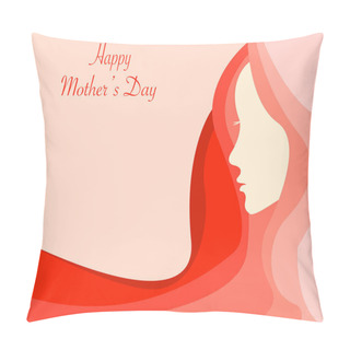Personality  Illustration Of Female Silhouette Near Happy Mothers Day Lettering On Pink Pillow Covers