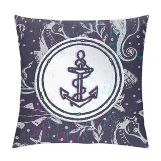 Personality  Ink Hand Drawn Marine Background Pillow Covers