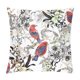Personality  Wild Exotic Red Birds On White Pillow Covers